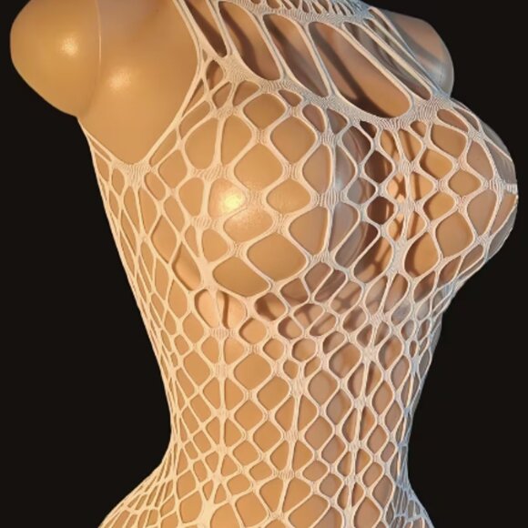 White Fishnet Cover-Up Dress - Picture 4 of 5